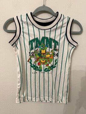 Nickelodeon White & Green TMNT Pinstripe Tank Top